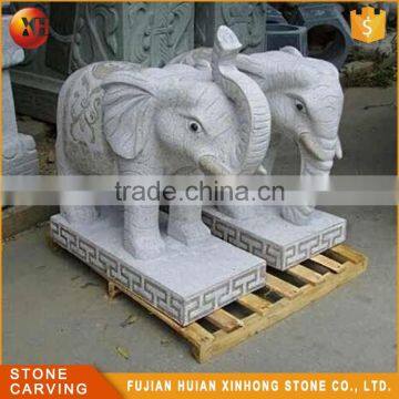 Small White Stone Granite Garden Outdoor Elephant Statue Carving photo-6