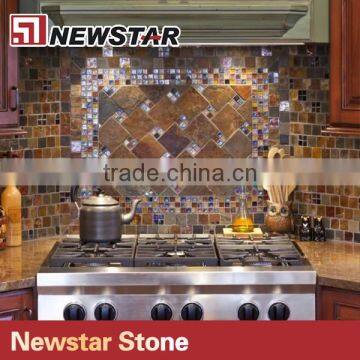 Newstar Factory Price Natural Stacked Stone Bachsplash Single Slate Mosaic photo-4