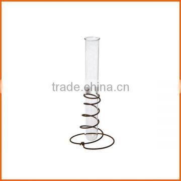 Customized glass tube vase with stand