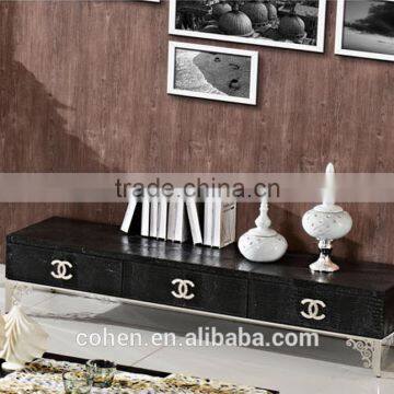 E101 new model tv stand/wall unit with black pu for hotel/living room furniture