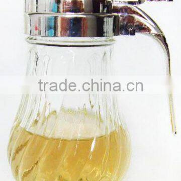 clear cylinder glass edible oil dispenser jar with plastic handle cap