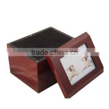 Pine wood pet photo frame urn for cremaiton