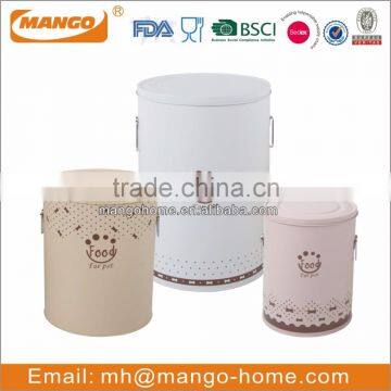 Set of 3 Decal Enamel Airtight Metal Pet food storage containers