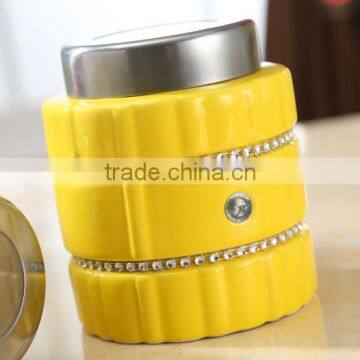 Kitchenware Useful Ceramic Canister Set With Stainless Metal Stand photo-4
