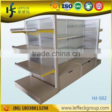 Pharmacy shelving systems, shelf display rack gondola end