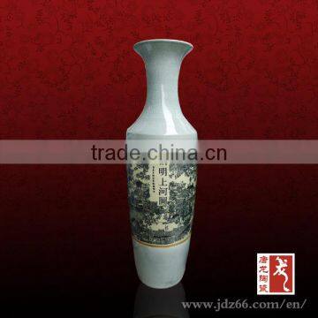 Hand Painting 1.4 Meter High Chinese Porcelain Large Decorative Floor Ceramic Vases with Ching Ming River Map