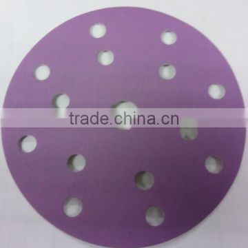 Chinese imported material similar to 3M Abrasive purple ceramic hook and loop Disc for car 150mm