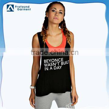 womens custom printed drop armhole slogan gym vest