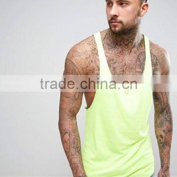 Best Price New Design Summer Cool Custom Hi Vis Yellow Color Gym Wear Comfortable 100% Cotton Fashion Men's Sport Tank Vest