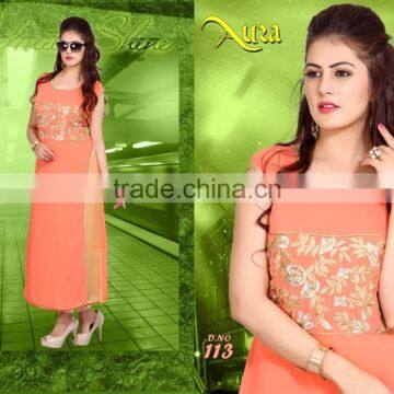 Empire Waist Fancy Designer Embroidery Kurtis/cotton kurti designs/kurti embroidery designs/western kurti designs