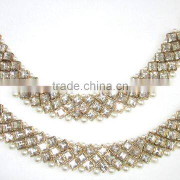 GOLD Tone Crystal PEARLS PAYAL Anklets Pair photo-5