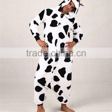 Best Design Animal Winter Adult Cow Unisex Fleece Couples Pajamas photo-2