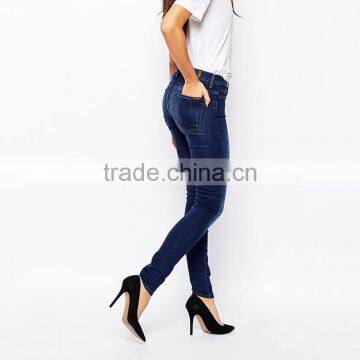 Slim Fit Blue Plain Stretch Slim Jeans for Women Wholesale Factory Price photo-2