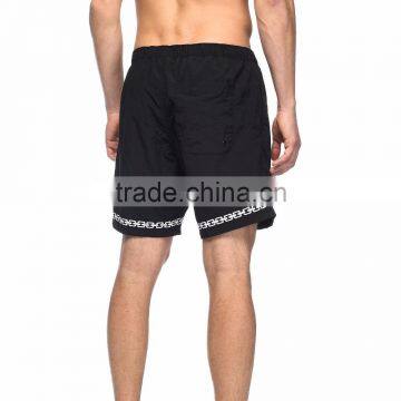 Black And White Nylon Elastic Waist Board Shorts Customize Chain Link Screen Print Graphics Swim Shorts 100% Nylon Zipper photo-3