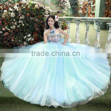 MGOO High Quality Hand Made Fairy Blue Prom Dresses Big Ball Tulle Dress Beautiful Vestidos YDYS15B0016 photo-6