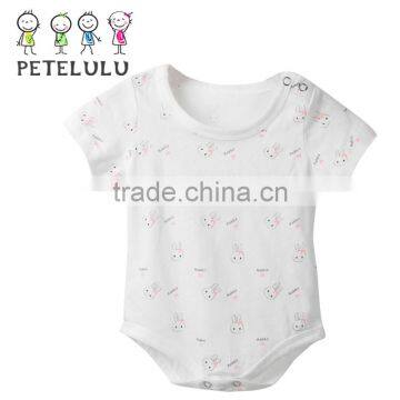 White All Over Animal Rabbit Printing Summer Baby Clothes OEM