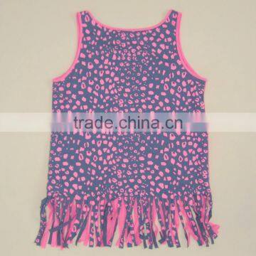 R&H Pink Macrame Tassels Cotton Casual Point Printed Girls Tank Top photo-4