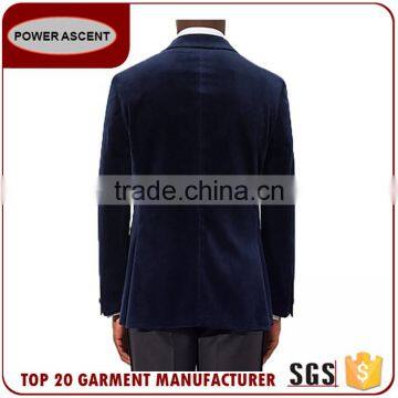 OEM Service High Quality French Trendy Arrow Lapel Single Button Velvet Blazer Coat Pant Suit For Men photo-2