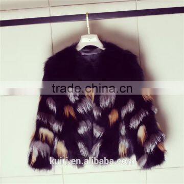 Women Short Fox Fur Coats 2016 Fashion Thick Warm Winter Real Fur Outerwear Female Trendy Elegant Patchwork Natural Fur Overcoat photo-5