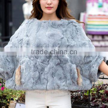 Natural Real Rex Rabbit Fur Pure Color Coat Pullover Women Winter Natural Fur Coats Outerwear photo-4