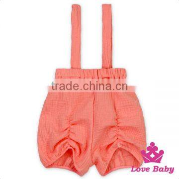 Kids Clothing Manufacture Plain Color Cotton Newborn Braces Blank Design Baby Girl Suspend Shorts