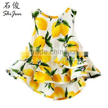 ShiJ 2016 New Design Brand Lemon Girls Dresses Kids Frock Designs