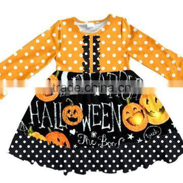 Boutique Remakes Summer Baby Clothes Dress Awesome Littler Girls Halloween Pattern Flutter Sleeve Pearl Dresses