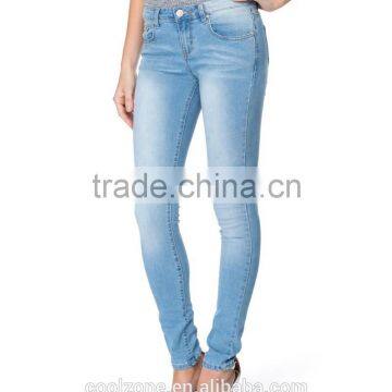 Wholesale Mid Rise Jeans Skinny-leg Cut Cotton Jeans Women photo-2