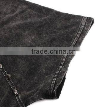 Women's Hollowed-out Short Sleeve Washed Vintage 100% Cotton t Shirt With Rivets photo-4