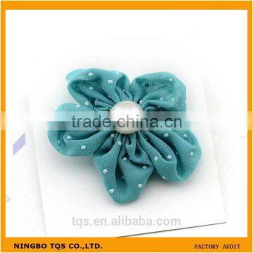 Wholesale Colorful Flower With Beads 5cm Girls Hair Weeding Stain Ribbon Bows photo-2