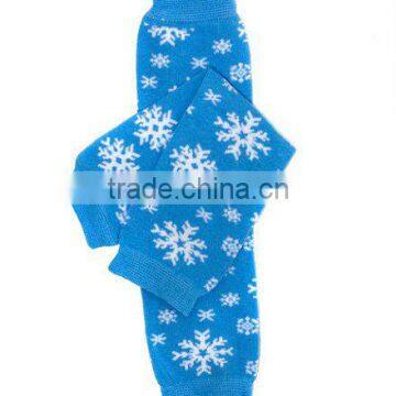 baby leg warmersblue snow pattern