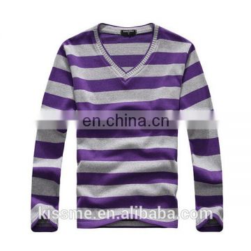 Mens Long Sleeve 100% Cotton Striped T-Shirts