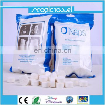 100%rayon mini coin compressed Tablet tissue/coin magic mini tissue