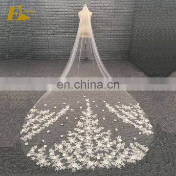 ED Bridal Factory Custom Made Ivory Long Wedding Veil With 3D Flowers