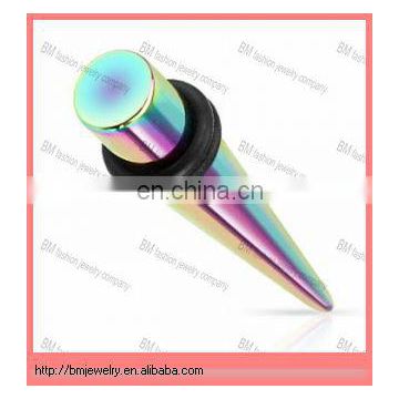 New body piercing jewelry Titanium anodized rainbow ear taper jewelry