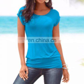 China Supplier Womens Short Sleeve T-Shirt Ladies Casual Loose Plain Tops Blouse photo-4