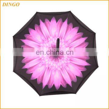 hot selling double layer inside out reverse umbrella with C handle umbrella inverted umbrella