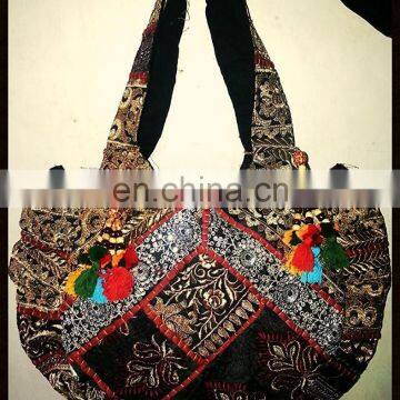 Exclusive Indian Zari Fashion Patchwork Vintage Tribal Hand embroidery Extra large Size Banjara Gypsy Shoulder Bag