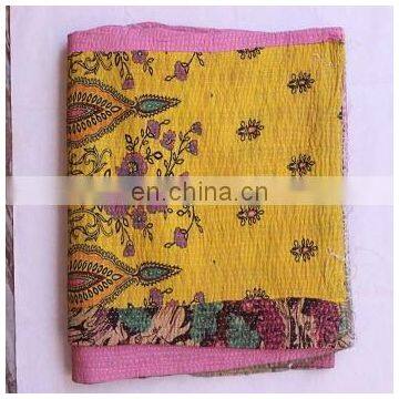 Indian Handmade Quilt Vintage Queen Kantha Bedspread Cotton Blanket Ralli Throw