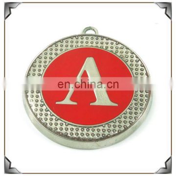 Enamel effect zinc alloy round medal shape letter Xmas decoration