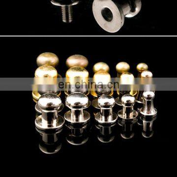 Gold Solid Brass Pull Stud Nipple Head Chicago Nail Monk Head Screw