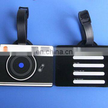 Special camera design soft pvc luggage tags with printing back