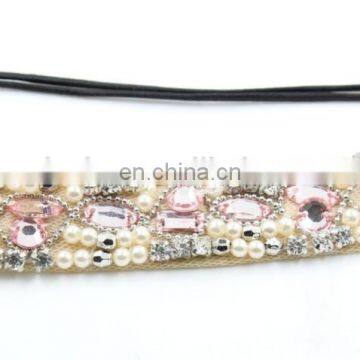 Elastic Headband With Rhinestone Pearl Hair Accessories Bohemia Crystal Pearl Elastic Hair Bands Women photo-5