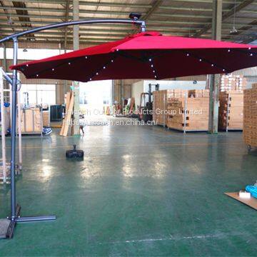 3 m Full Iron Solar Led Lights Banana Umbrella Beach Umbrella Custom Outdoor Patio Umbrellas