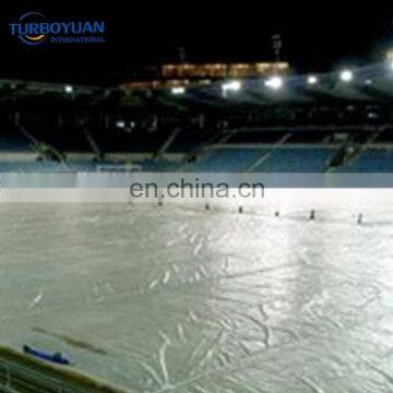 clear white woven fabric tarpaulin / polyethylene football ground anti frost rain covers / sports field climate pitch cover