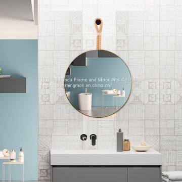 Fog Free Modern Large Round Wall Mirror Stainless Steel Frame Wall Hanging Mirror