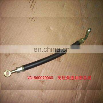 SINOTRUK HOWO HIGH PRESSURE PUMP LUBRICATING OIL PIPE VG1560070060