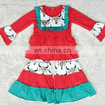 Wholesale fashion clothing girl outfits children clothes clothing sets long sleeve baby girl Christmas set