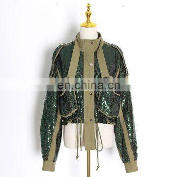 Patchwork Sequin Jackets For Women New Streetwear