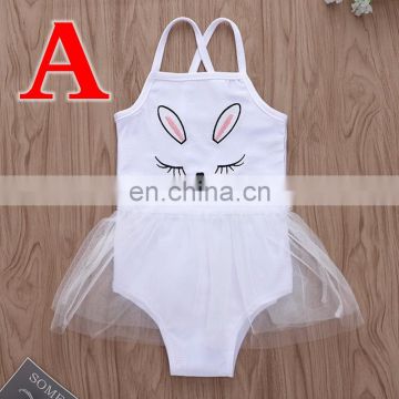 Girls Kids Beach Wear Wholesale Toddler Bathing Suit EASTER DAY BUNNY Embroidery Swimming